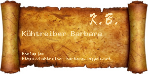 Kühtreiber Barbara névjegykártya